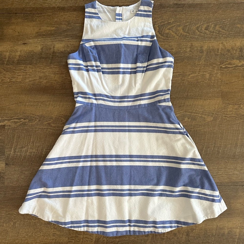 Southern Tide White and Blue Striped Sleeveless Fit & Flare Dress